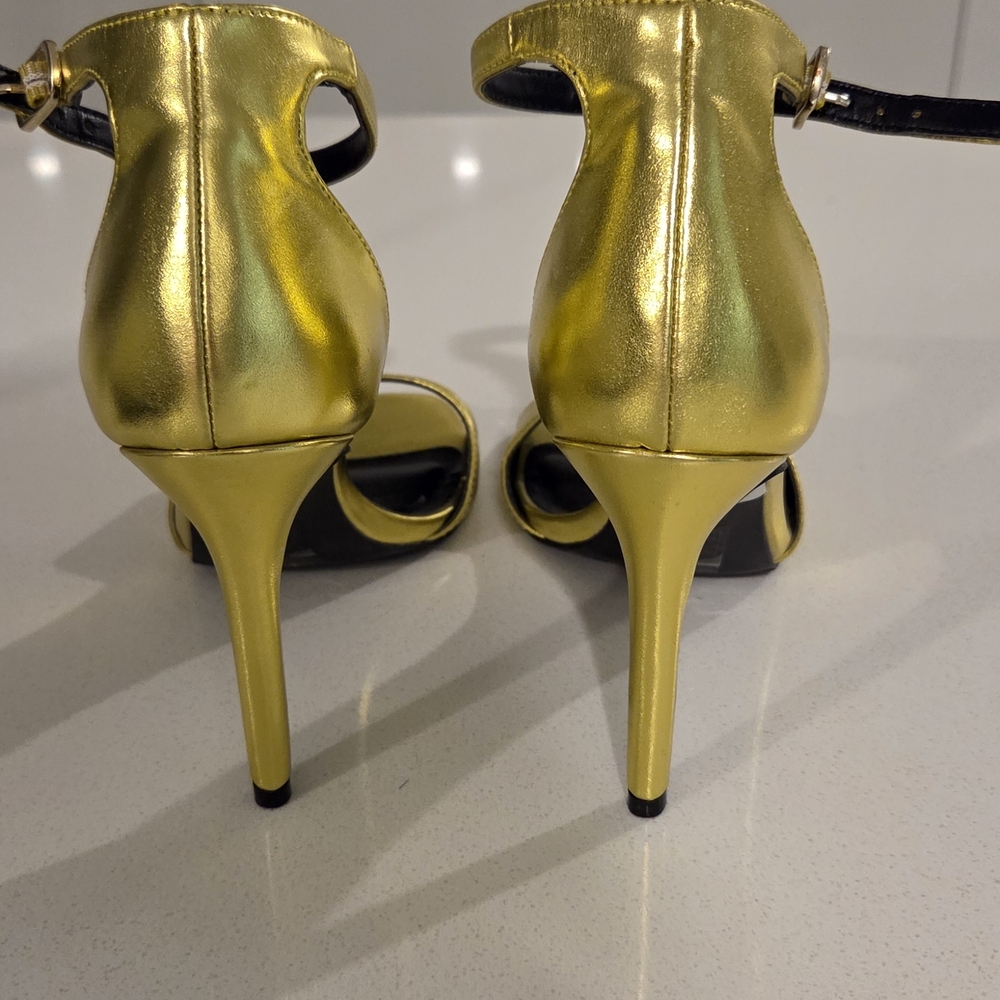 le chateau Metallic Gold Ankle-Strap Stiletto Sandals - Picture 3 of 4
